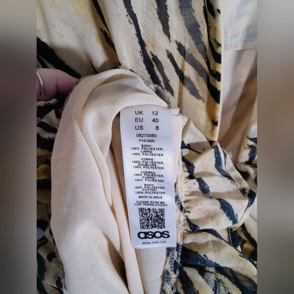 Asos Ruched Tiger Print Dress Size 8 - Picture 6 of 6